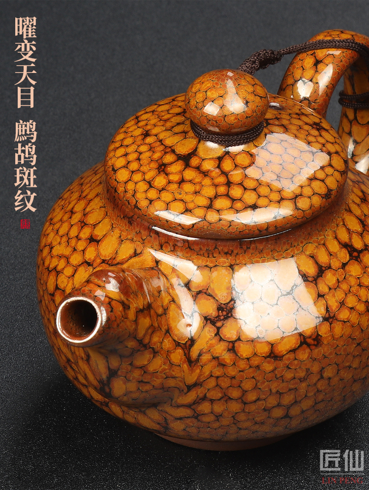 Artisan fairy tire building iron lamp that large teapot undressed ore partridge spot checking ceramic kung fu tea set household single pot of the teapot