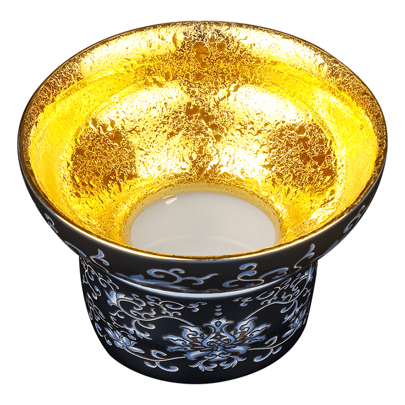 Artisan fairy gold ceramic tea tea separator filter group manual household tea strainer kung fu tea accessories