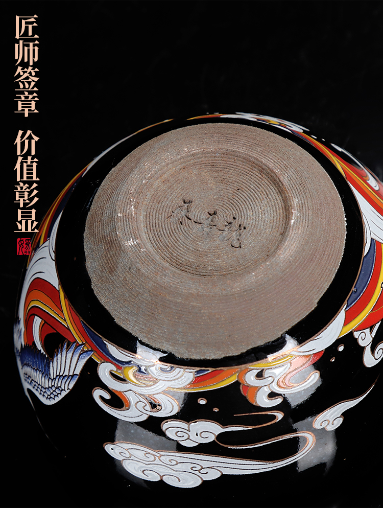 Artisan fairy jianyang built lamp cup masters cup of tea cup cow cup ceramics, checking out iron tire kung fu tea set