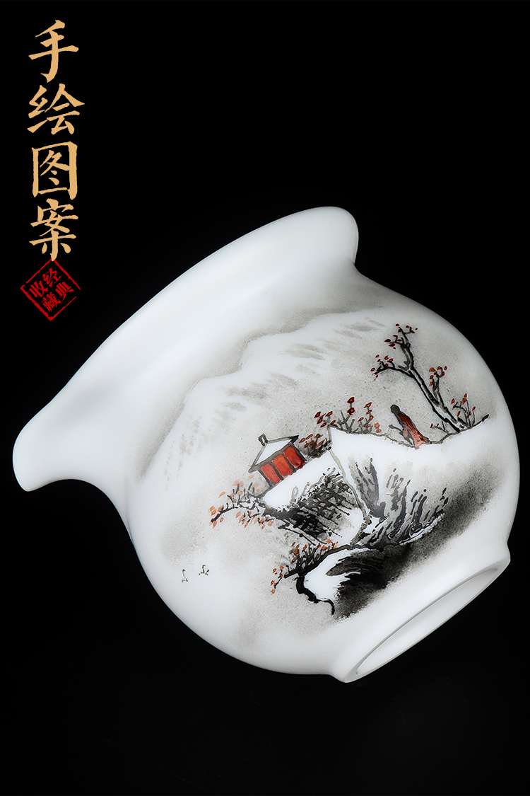 Artisan fair fairy hand - made jade porcelain cup checking ceramic household points sea kung fu tea is tea tea tea accessories