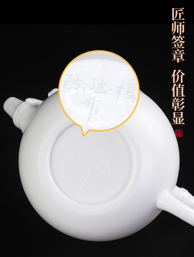 The Master artisan fairy DE - gen Chen checking ceramic kung fu tea set fat white porcelain of bamboo teapot tea cups