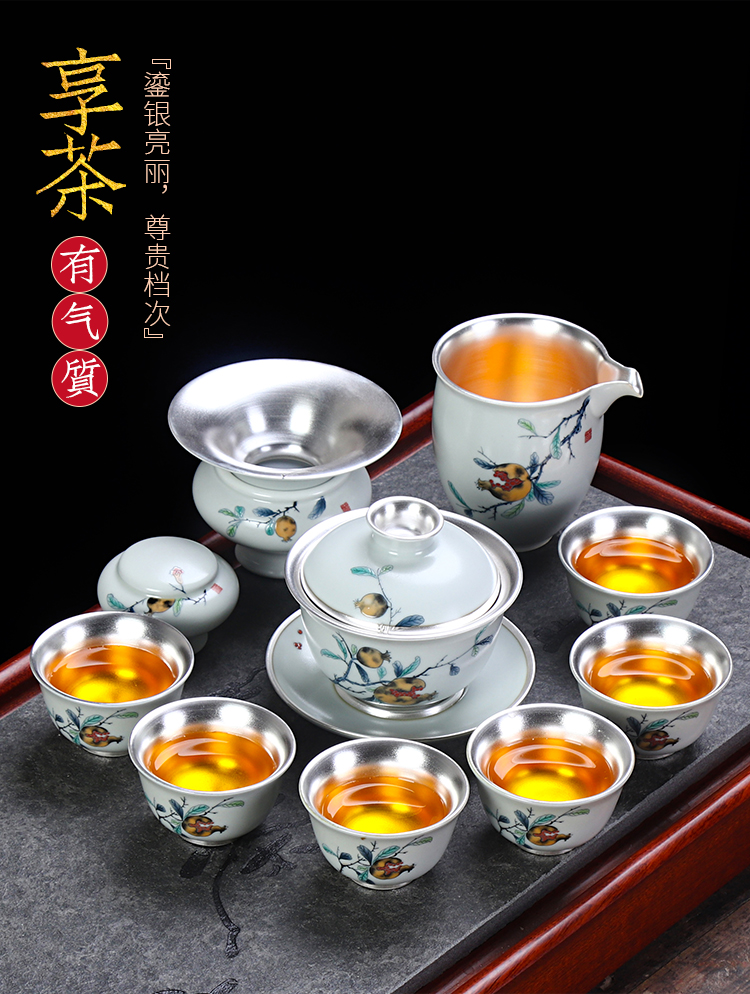 Artisan fairy coppering. As silver tea set checking ceramic home sitting room kung fu tea sets tea cups, tea tray