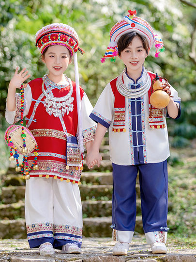 Kleidung im ethnischen Stil, Frühling und Sommer, neue Kleidung für Kinder, Yunnan Bai, Kindergarten, Kindertag, Tanzaufführungskleidung