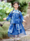 Children's Traditional Chinese Clothing, Autumn Tie-Dye Ethnic Style Set, Boys' and Girls' Tang Suit, Kindergarten Blue and White Porcelain Performance Outfit
