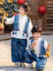 Children's tie-dye ethnic style costumes plus velvet brother and sister costumes for boys and girls Chinese style dance kindergarten New Year's Day performance costumes