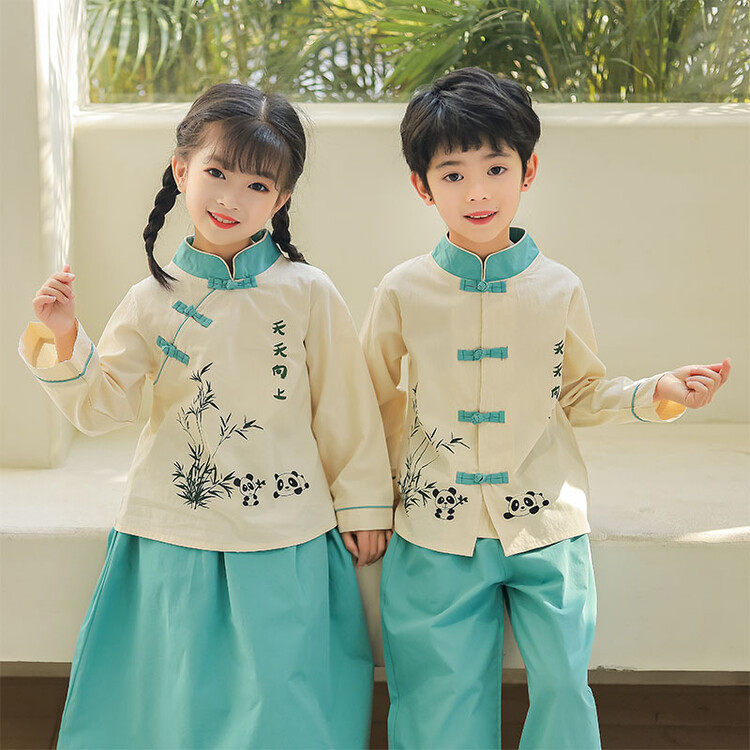 Children Handwear Chinese Wind Men and Men's Baby Gutsuit State Class The Three Words of the Spring and Autumn Costume Kindergarten Performed the Summer