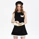 Paytoplay 오리지널 프랑스 햅번 스타일 대비 컬러 딸 A 라인 민소매 허리 작은 향기로운 드레스 작은 검은 색 스커트