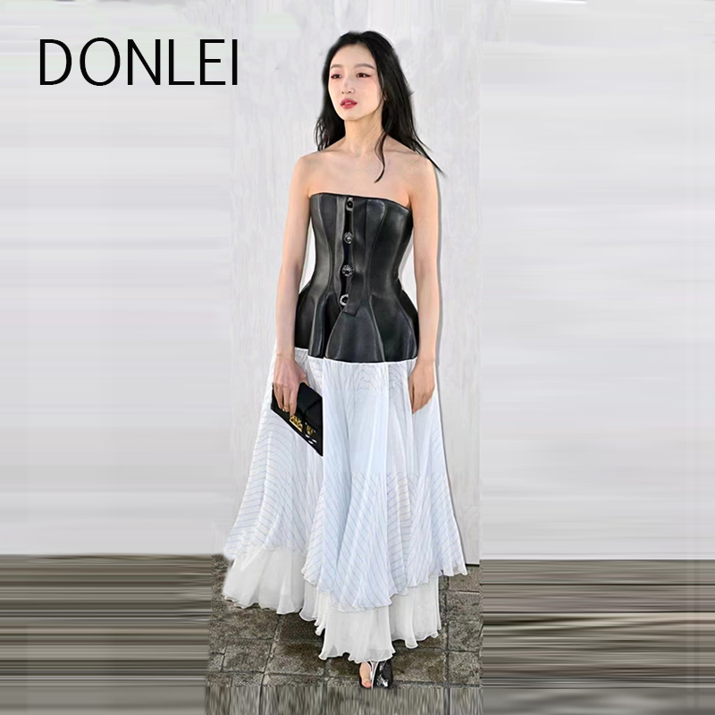 Star-Inspired Dress with a High-End Feel, 2026 New Summer Black Strapless Gown, Light Luxury, Niche and High-End