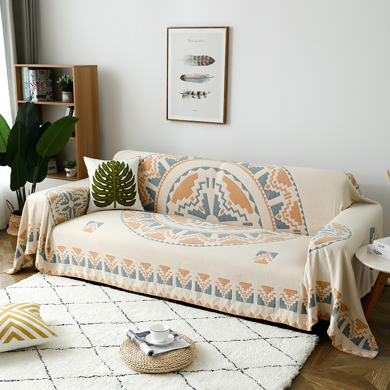 Upland sofa Gheb Bohemian ethnic wind pure cotton Four Seasons General cloth Sofa Cushion Scarves geometries