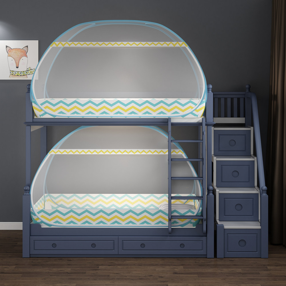 Mother-child bed mosquito net high and low trapezoidal bed double-layer upper and lower bunk zipper 1 2m1 5m children 1 0 household 1 35m