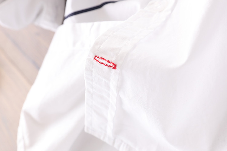 Áo sơ mi bé trai cotton Trẻ em Áo dài tay Áo sọc trắng Tương phản Áo sơ mi bé trai Áo sơ mi thủy triều thời trang trẻ em hàn quốc