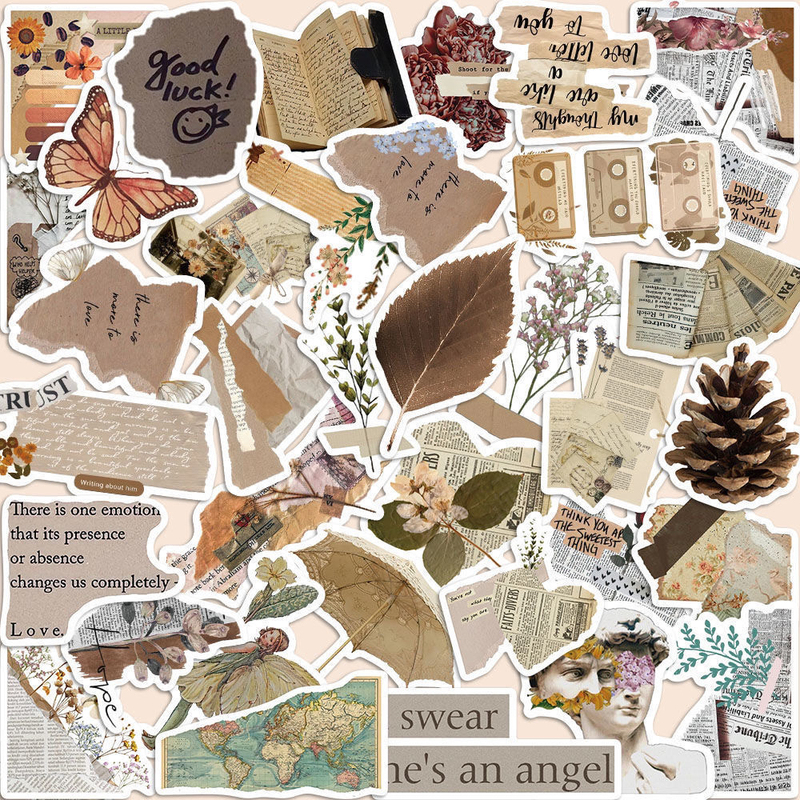 50 Pieces of Vintage Newspaper-Style Stickers with a Distressed Look for DIY Journals, Phone Cases, Water Bottles, and Waterproof Decoration 50 Pieces of Vintage Newspaper-Style Stickers with a Distressed Look for DIY Journals, Phone Cases, Water Bottles, and Waterproof Decoration