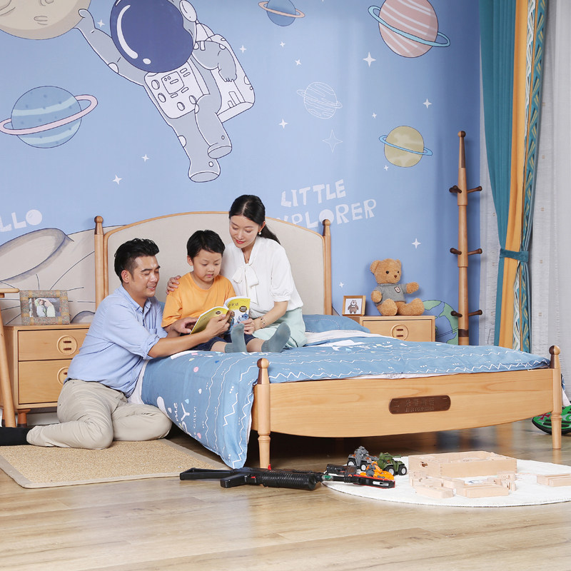 Solid wood Children's bed Boy creative minimalist modern small family Type 2021 new beech wood eco-friendly boy kid bed
