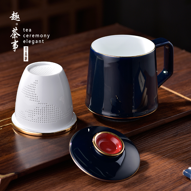Ms office tea male separation ceramic tea cup tea and meeting the large capacity filter with cover cup home