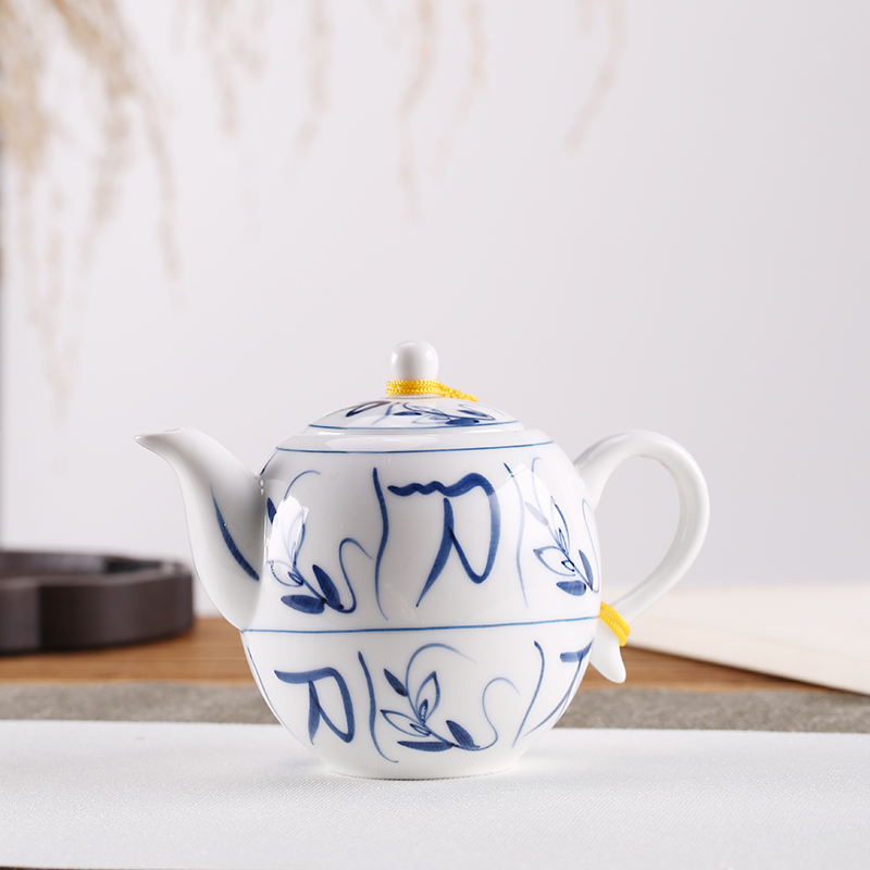 Babson d dehua white porcelain teapot filtering hand - made ceramic beauty of blue and white porcelain pot of single pot of kung fu tea set home