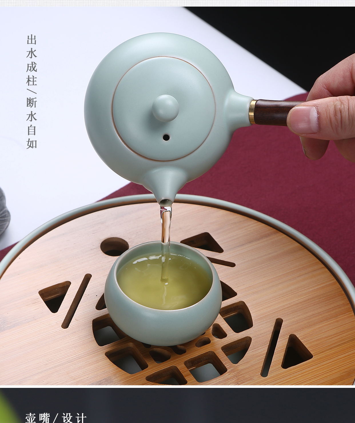 Start your up teapot wood the ceramic Japanese side the teapot single pot of ice to crack pot set kung fu tea set