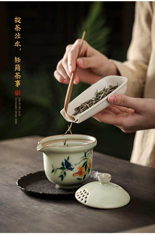Bí mật men màu lớn cầm tay bắt nồi ấm trà bao bát chống bỏng hộ gia đình làm trà hiện vật gốm kung fu trà bộ nồi đơn bát trà ấm sứ trắng bộ ấm trà gốm sứ