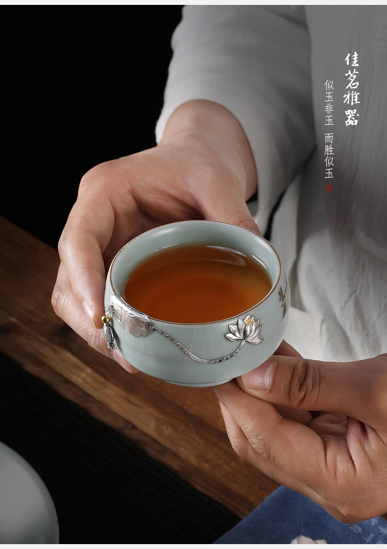 Taiwan FengZi your up master cup by hand with silver cups sample tea cup ceramic kung fu tea set personal single CPU