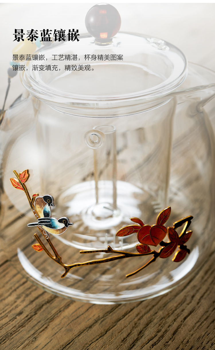 Wire inlay enamel color boiling tea ware office heat - resistant glass teapot small electric TaoLu suit single girder pot pot