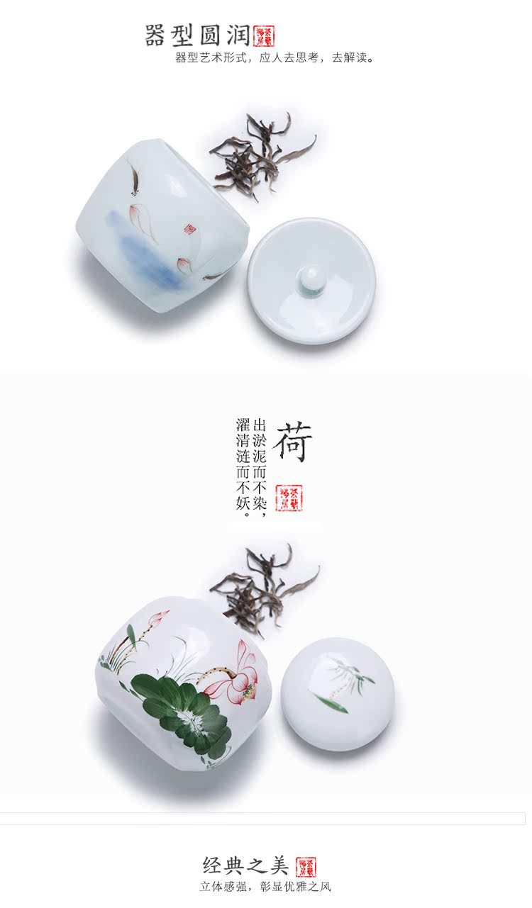 Hand - made ceramic small seal pot creative move fashion portable storage tank type fan caddy fixings with you travel