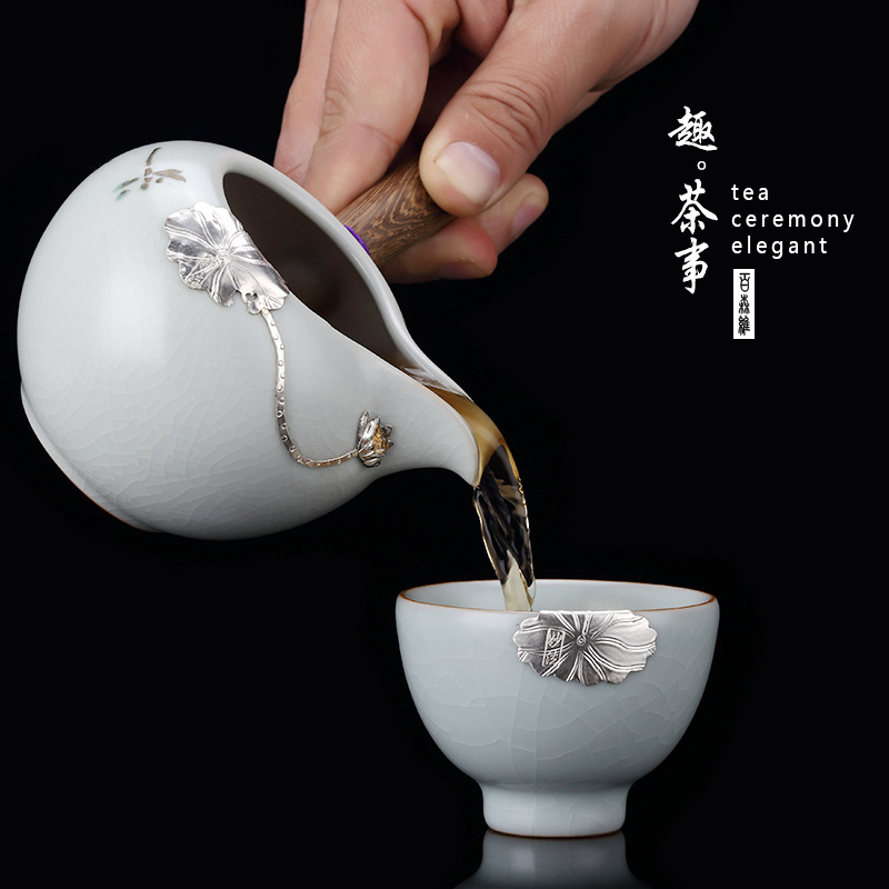 Taiwan FengZi your up ceramic fair keller silver trumpet tea ware single separate tea accessories long handle and cup