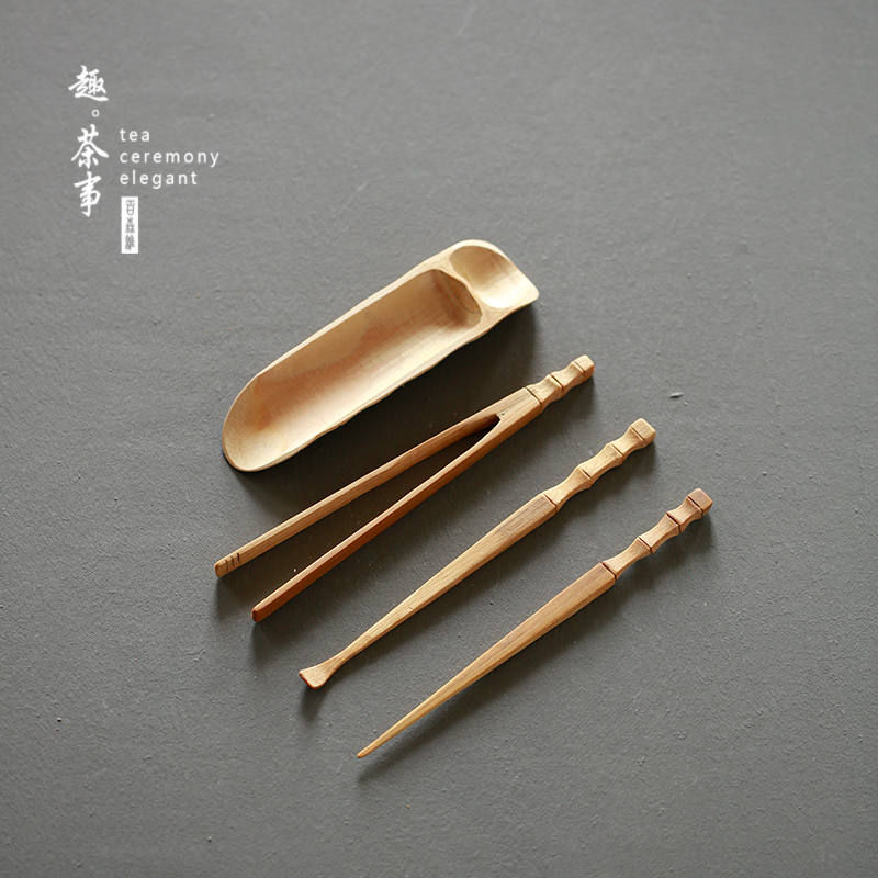 Babson d natural checking bamboo bamboo four - piece tea ChaGa ChaZhen teaspoons kung fu tea tea accessories