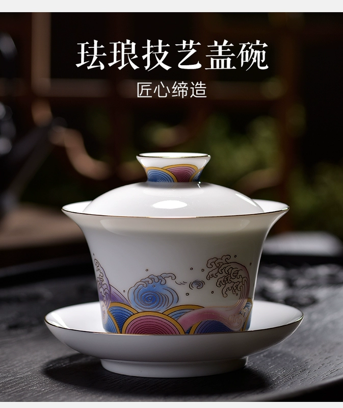 bộ trà gốm sứ Sứ trắng thịt cừu mỡ ngọc men hộp quà tặng bộ ấm trà Kung Fu nắp trà bát thạc sĩ bộ tách trà làm quà tặng cho khách nhẹ nhàng sang trọng ấm trà bằng gốm ấm tách trà sứ