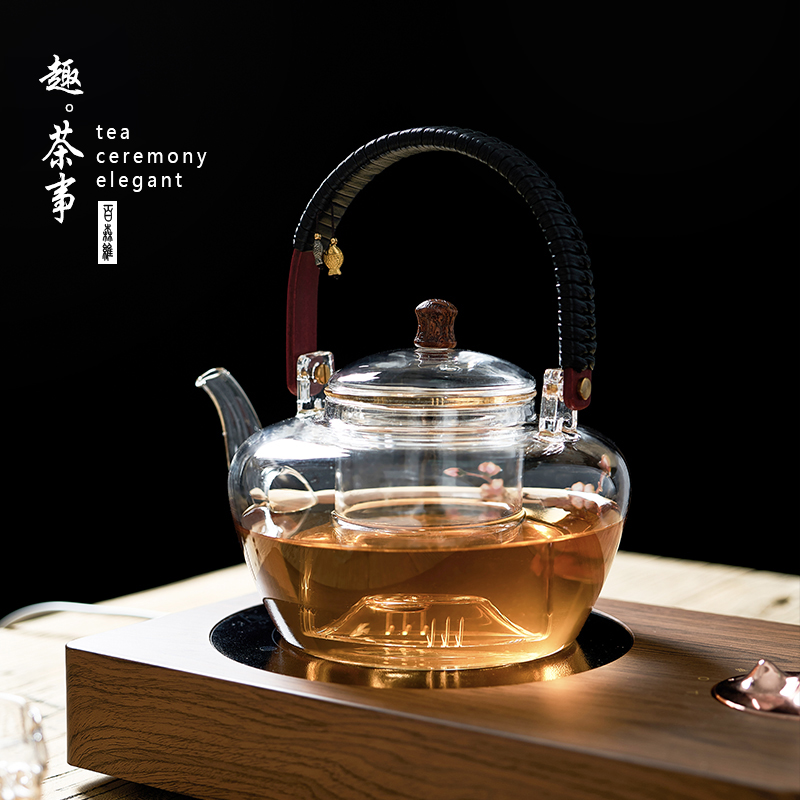 Wire inlay enamel color boiling tea ware office heat - resistant glass teapot small electric TaoLu suit single girder pot pot