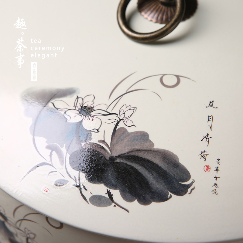 Pu 'er tea boxes huai ceramic seal tank tea caddy fixings cake store seven large household
