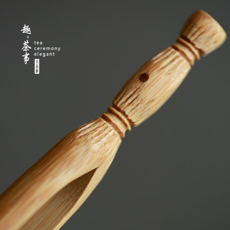 Babson section d pure hand - carved lotus root ChaGa tweezers kung fu tea set old bamboo cup tea 6 gentleman accessories