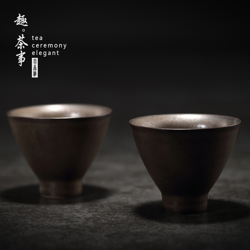 Babson d Japanese tea cups and wind restoring ancient ways the rust glaze small sample tea cup contracted petals cup coarse pottery kung fu tea set