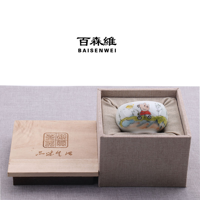 Hand - made teacup single sample tea cup large chi wild cup white porcelain creative masters cup personal cup ceramic tea set gift box