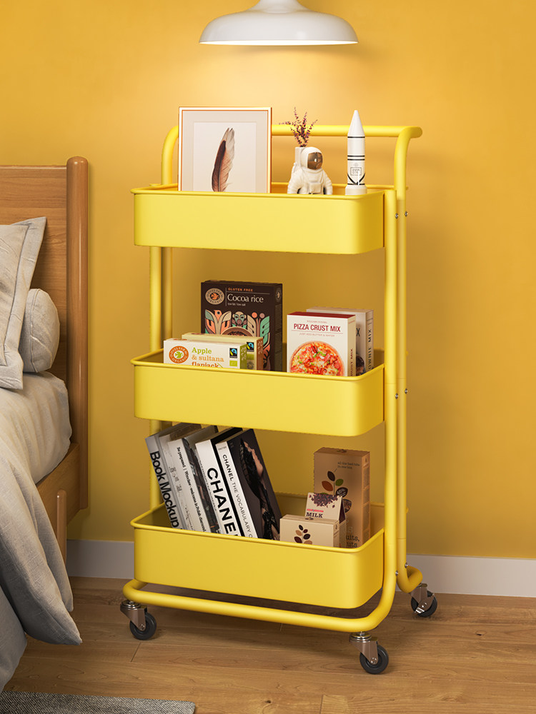 Trolley storage shelves floor-to-ceiling multi-storey living room home storage for baby movable snacks