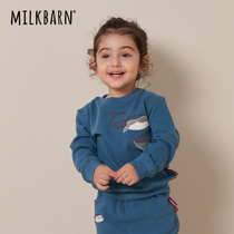 Milkbarn2021 autumn childrens round neck sleeve sweatshirt boys and girls long sleeve base coat knitted sweater