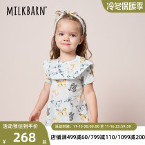 Milkbarn Summer Baby Clothes Lotus Leaf Short Sleeve Girls Baby Harness Creeper Kids Outdoor Jumpsuit