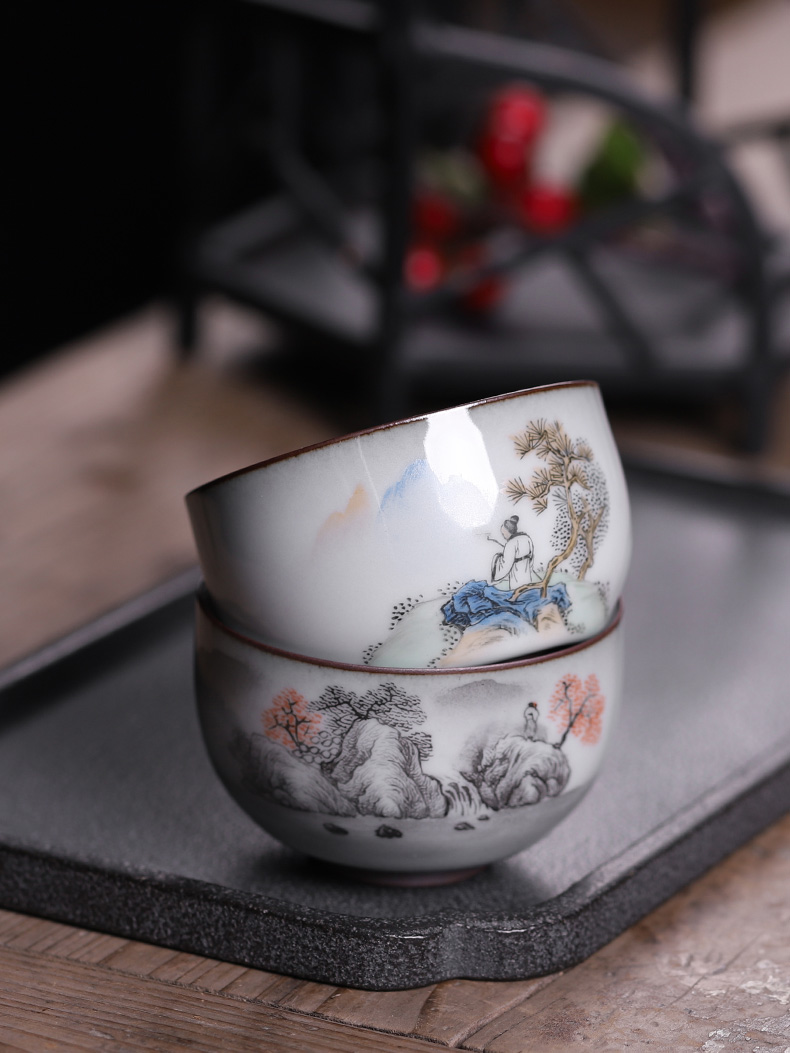 Guanyao large meditation masters cup hand - made kung fu tea cup of household ceramic tea cup of pure checking sample tea cup