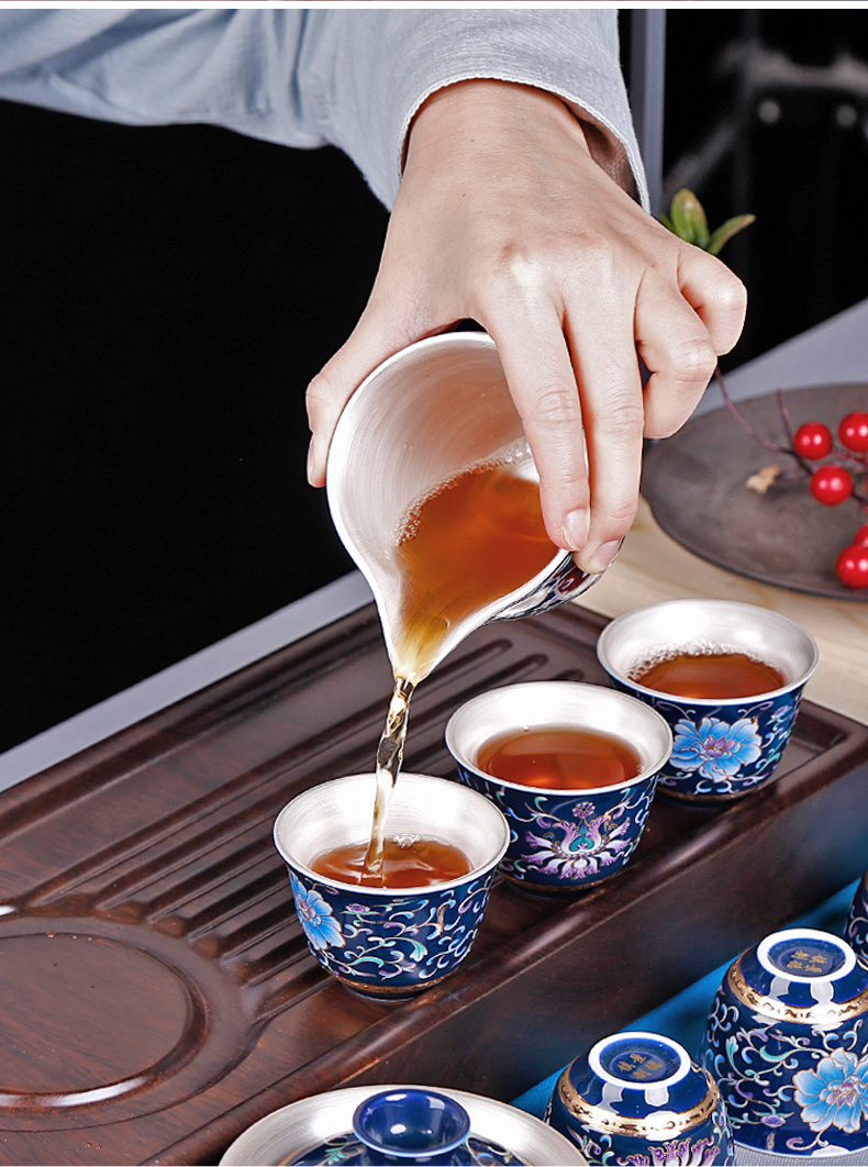 Jingdezhen blue and white porcelain coppering. As fair silver ceramic tea a single tea antique silver sea device home and a cup of tea
