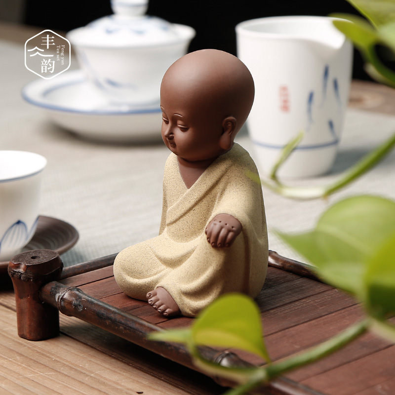 Violet arenaceous the young monk furnishing articles zen the boy lovely pet play kung fu tea accessories tea tea boring household decoration