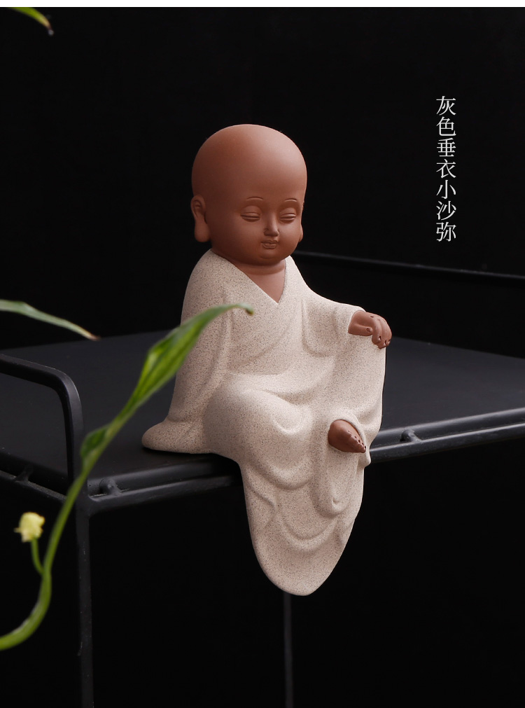 Creative purple sand tea pet hanging thanks to the young monk furnishing articles zen express little novice monk character kung fu ceramic tea tea taking