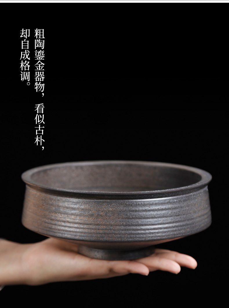 Large coarse pottery tea to wash Large antique creative household zen spare parts for Japanese ancient ceramic water jar tea tea taking