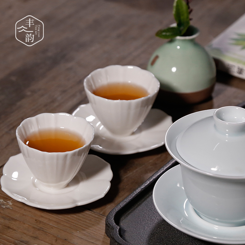 Dehua white porcelain teacup fragrance - smelling cup sample tea cup ceramic masters cup of kung fu tea pu 'er individual single cup cup mat