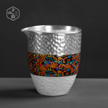 Gilt Silver Road Cup ceramic sterling silver tea dispenser kung fu tea set accessories household handmade hammer big Tea Tea Sea