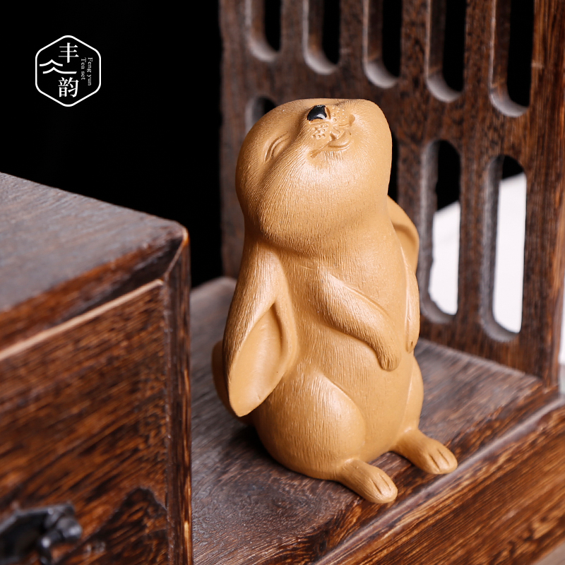 Yixing purple sand tea pet rabbit Chinese zodiac move creative ceramic tea tea furnishing articles kunfu tea play with parts