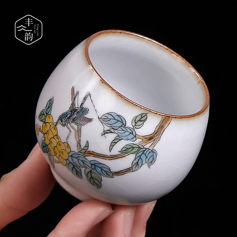 Ru up market metrix who teacup jingdezhen hand - made sample tea cup every piece of ice to crack open the individual cup of kung fu tea cup by hand