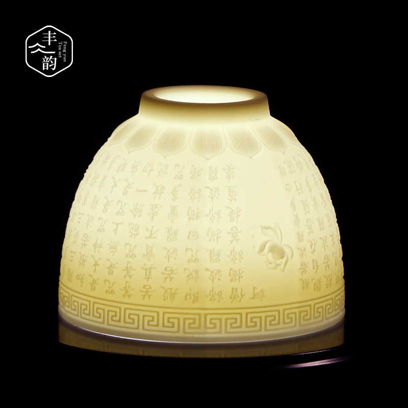 Ceramic tea set kung fu tea cup master cup white porcelain its heart sutra single cup sample tea cup bowl of the big cup by hand