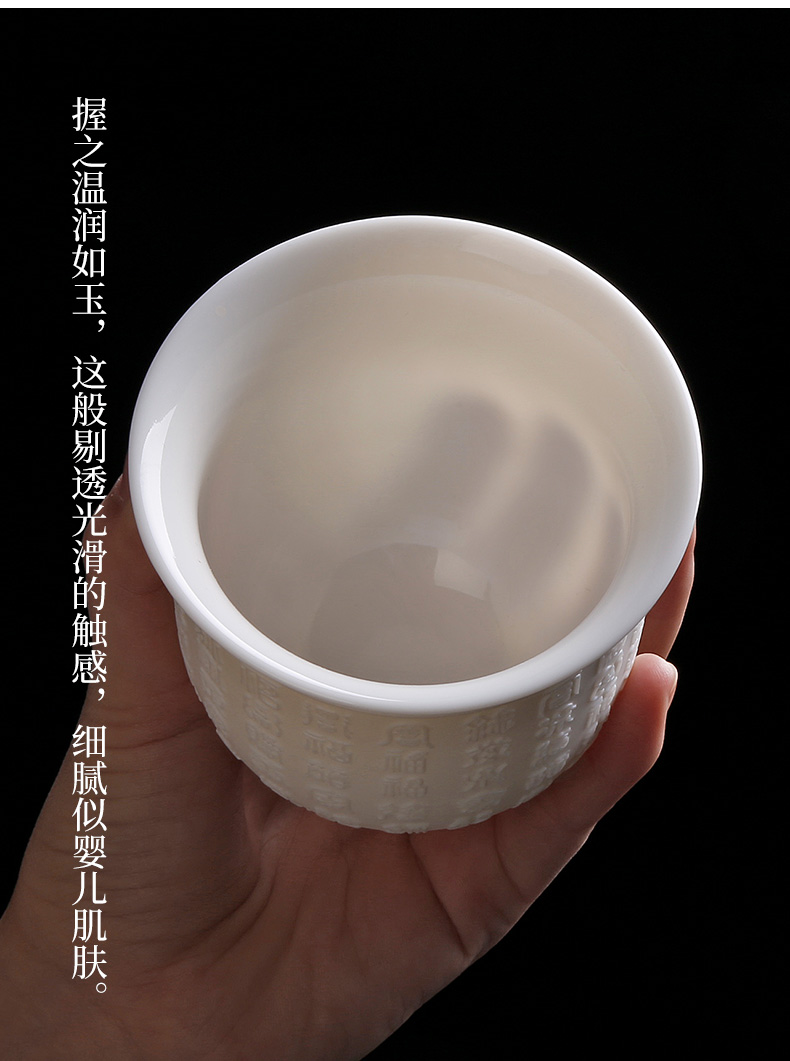 Ceramic tea set dehua white porcelain zen cup large sample tea cup cameos porcelain kung fu tea cups of a single master