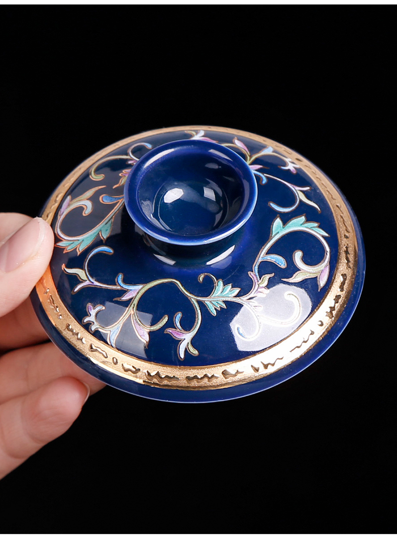 Tasted silver tea set three to tureen silver gilding ceramic cups large blue and white household manual single kung fu tea cups
