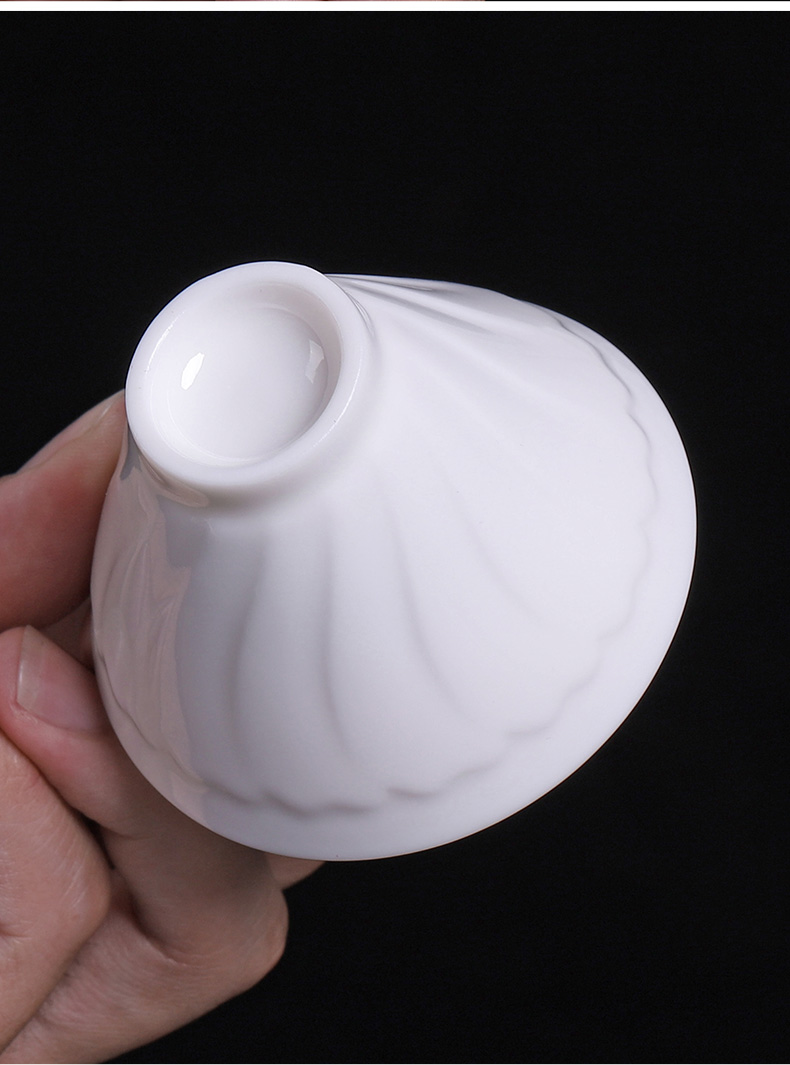 Dehua white porcelain sample tea cup pure white single small ceramic cups cup kung fu masters cup large fragrance - smelling cup cup mat