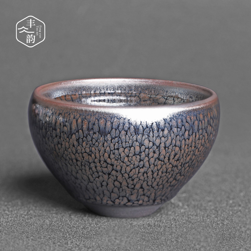 Flowers light master cup single CPU kung fu tea set iron tire oil cups undressed ore ceramic large bowl by hand