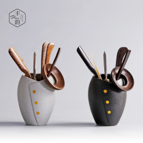 Kung Fu tea accessories six gentlemen 6 pieces of tea ceremony supplies Chinese solid wood household tea tools tea set accessories set